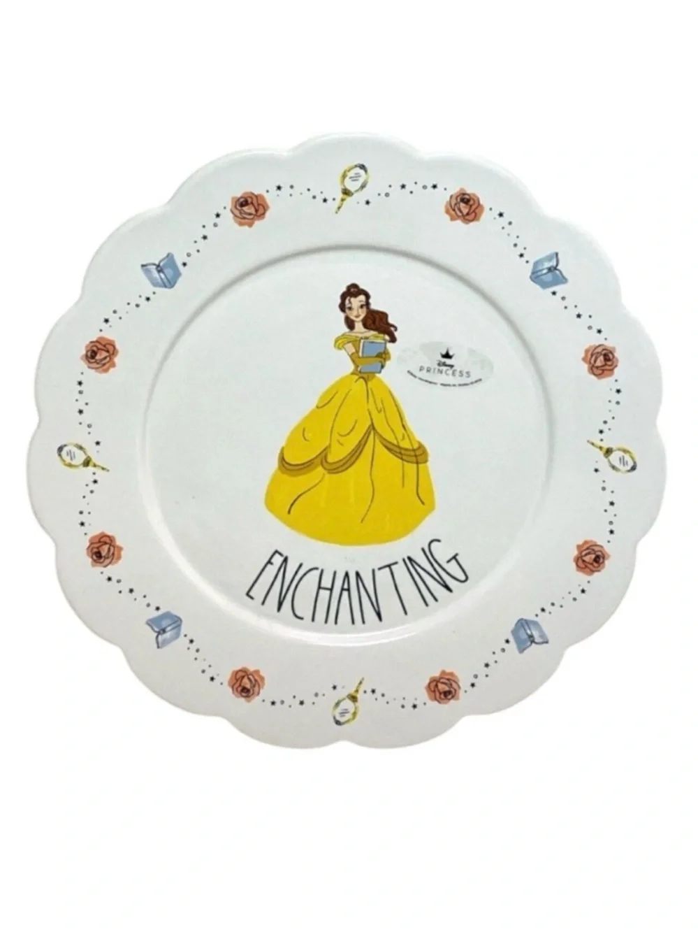 Disney Beauty and the Beast Belle Enchanting 11” Scalloped Dinner Plate Rae Dunn